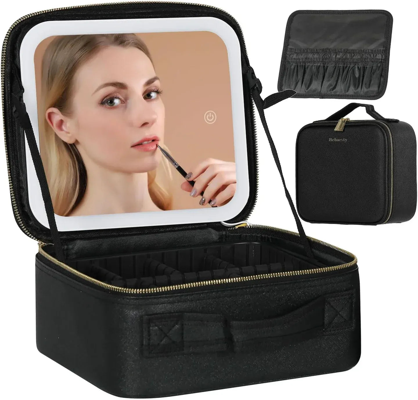 COSMETIQUERA CON ESPEJO LED TOUCH – ILUMINACIÓN PROFESIONAL PORTÁTIL