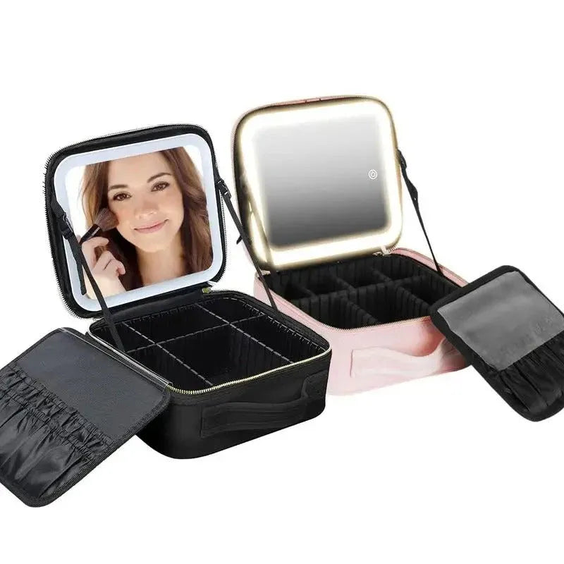 COSMETIQUERA CON ESPEJO LED TOUCH – ILUMINACIÓN PROFESIONAL PORTÁTIL