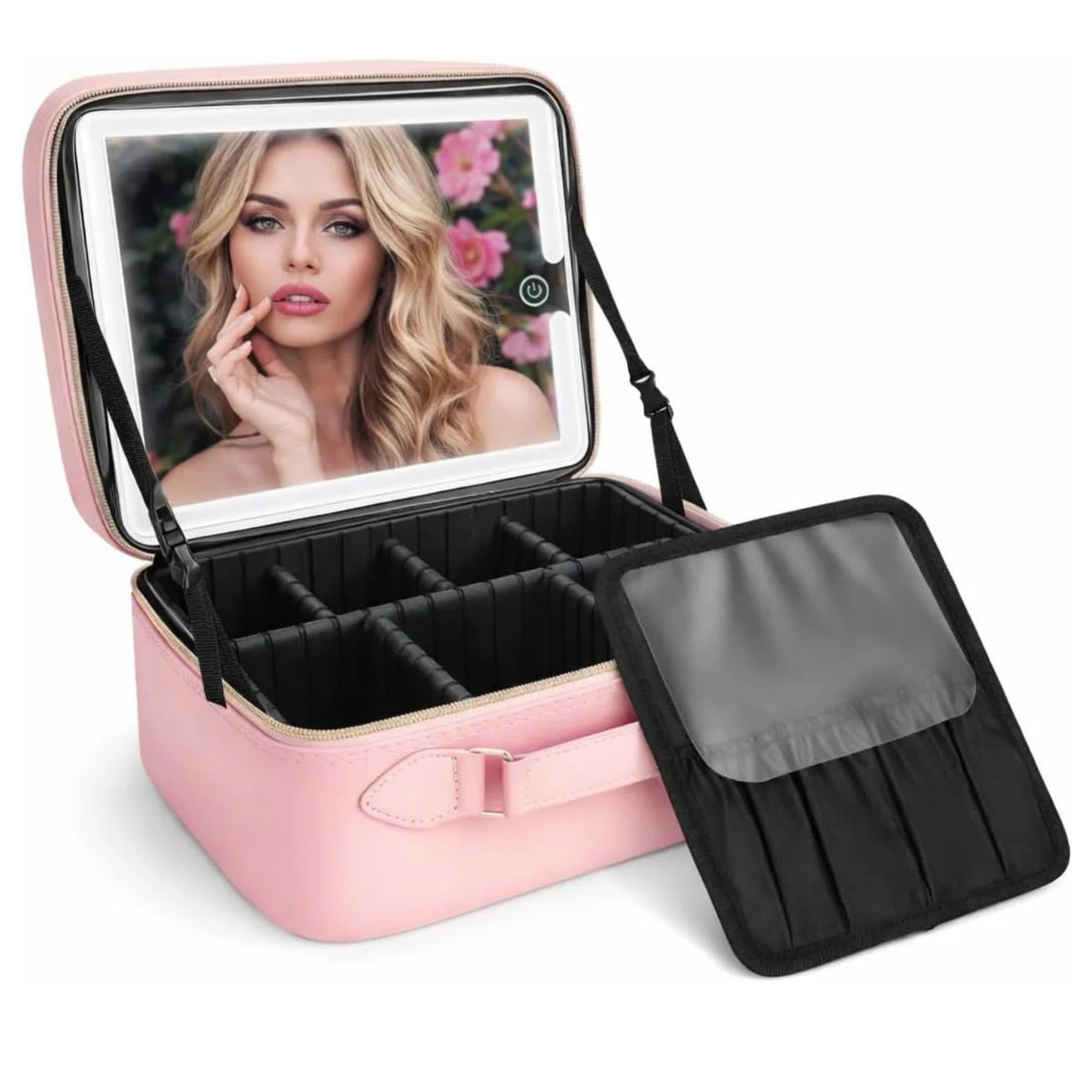 COSMETIQUERA CON ESPEJO LED TOUCH – ILUMINACIÓN PROFESIONAL PORTÁTIL