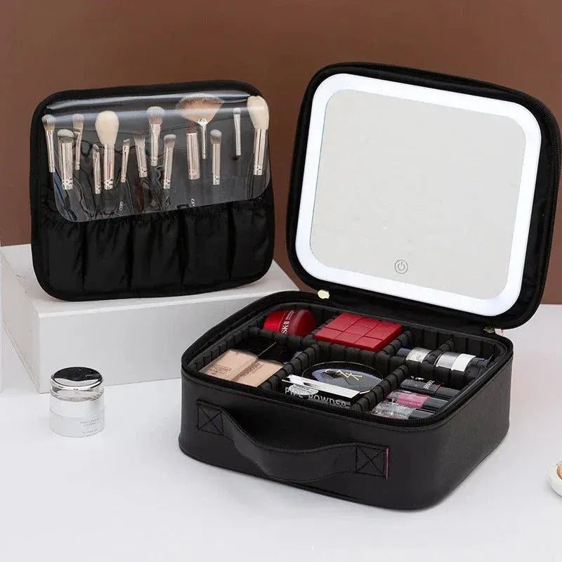 COSMETIQUERA CON ESPEJO LED TOUCH – ILUMINACIÓN PROFESIONAL PORTÁTIL